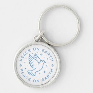 Peace on earth dove blue aesthetic christian girl key ring