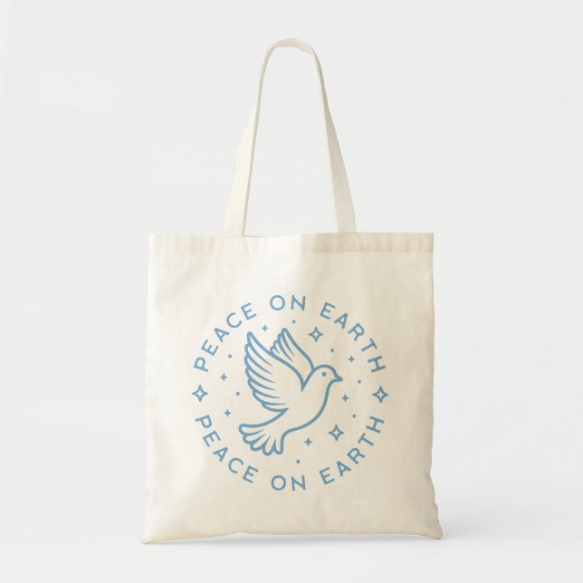 Peace on earth dove blue aesthetic christian girl tote bag (Front)