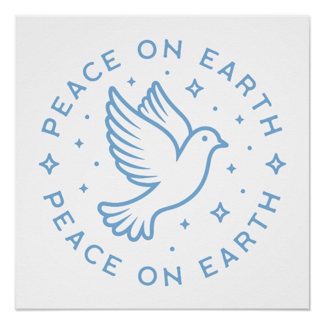 Peace on earth dove blue aesthetic christian poster (Front)