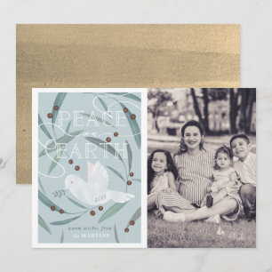 Peace on Earth Dove Blue Photo Christmas Card