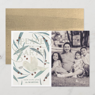 Peace on Earth Dove Cream Photo Christmas Card