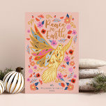 Peace on Earth Dove Floral Folk Art Blush Pink Holiday Card<br><div class="desc">Our Peace on Earth Christmas flat holiday card is inspired by the beauty and style of Scandinavian folk art but with a modern and vintage flare. Our design conveys a world of hope, love and Peace depicted through art, imagery and colour. Deep contrasts are combined with joyful bright colours of...</div>