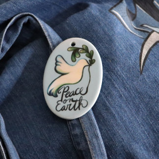 Peace on earth dove of hope peaceful art ceramic tree decoration