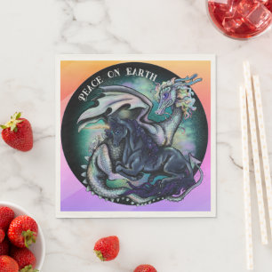 Peace on Earth Dragon and Unicorn Napkin