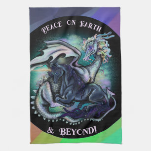 Peace on Earth Dragon and Unicorn Tea Towel