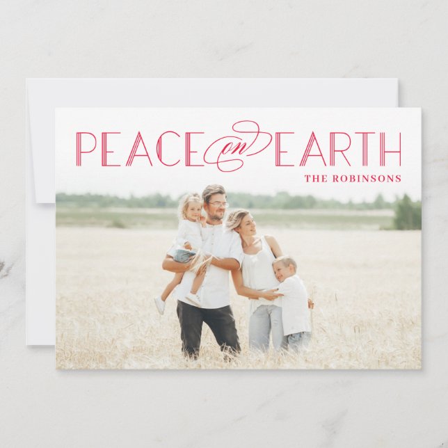 Peace on Earth Editable Colour Holiday Photo Card (Front)