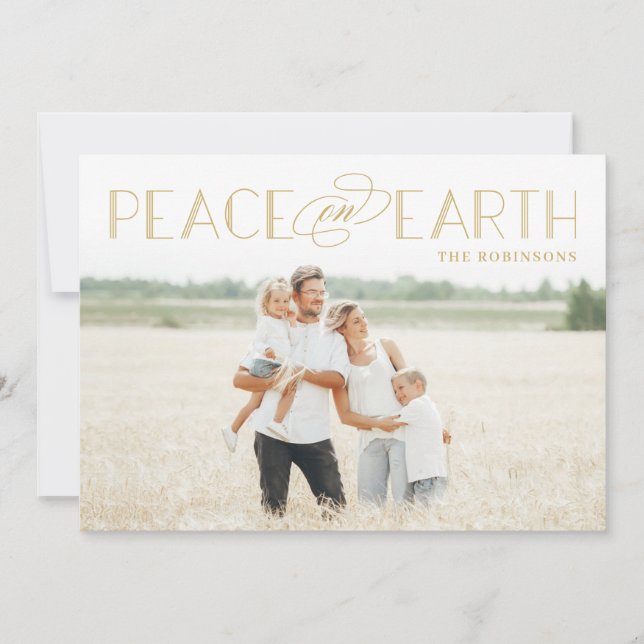 Peace on Earth Editable Colour Holiday Photo Card (Front)