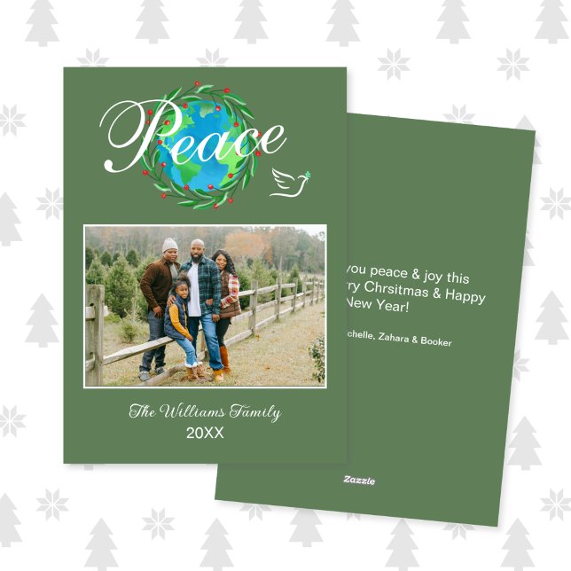Peace on Earth Elegant Script Christmas Photo Holiday Card (Creator Uploaded)