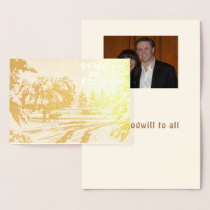 Peace on Earth Elk Scene Gold Foil Card