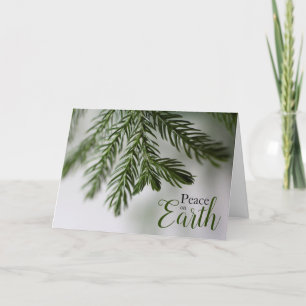 Peace on Earth Evergreen Branch Holiday Card