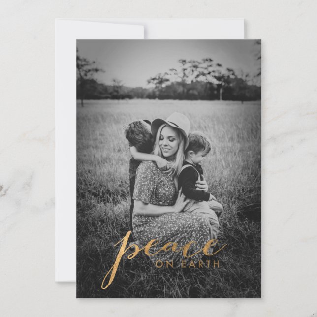 Peace on Earth Family Photo Christmas Holiday Card (Front)