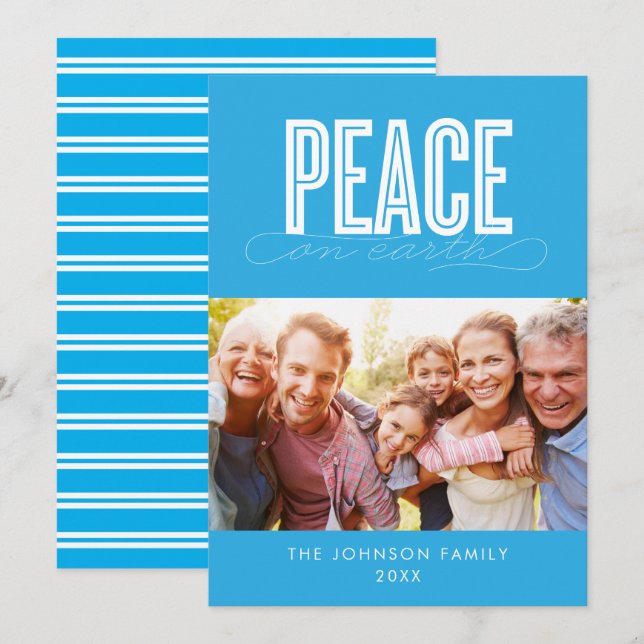 PEACE ON EARTH FAMILY PHOTO CHRISTMAS HOLIDAY CARD (Front/Back)