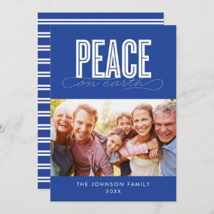 PEACE ON EARTH FAMILY PHOTO CHRISTMAS HOLIDAY CARD
