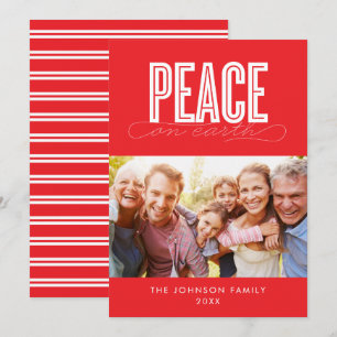 PEACE ON EARTH FAMILY PHOTO CHRISTMAS HOLIDAY CARD