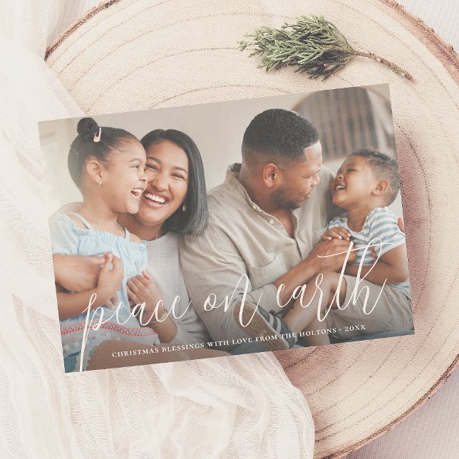 Peace On Earth Family Photo Christmas Holiday Card (Creator Uploaded)