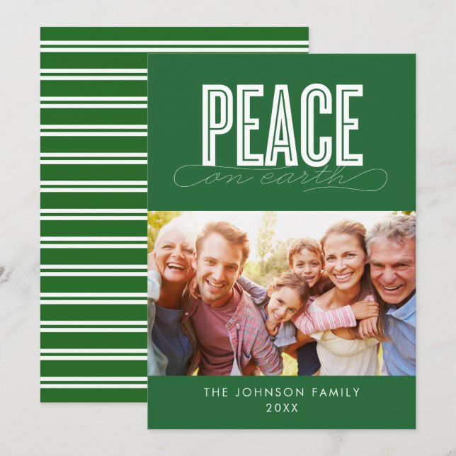 PEACE ON EARTH FAMILY PHOTO CHRISTMAS HOLIDAY CARD (Front/Back)
