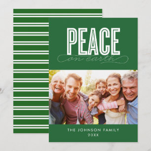 PEACE ON EARTH FAMILY PHOTO CHRISTMAS HOLIDAY CARD