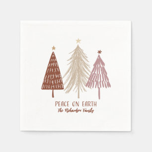 Peace On Earth Festive Christmas Trees Holiday Napkin