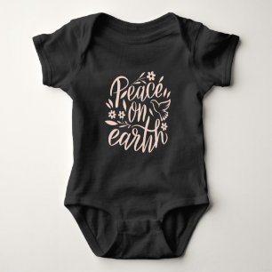 Peace on Earth Floral Design Baby Bodysuit