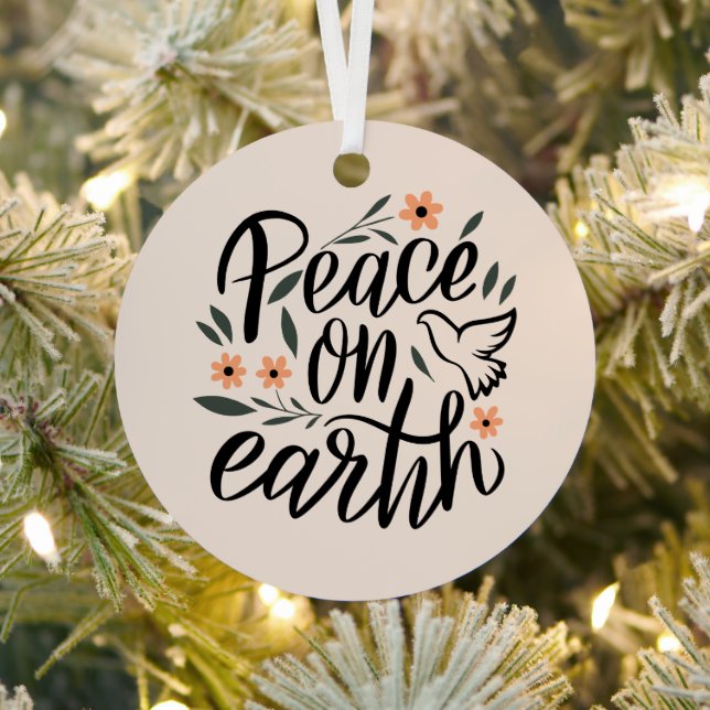 Peace on Earth Floral Design Metal Tree Decoration (Insitu)