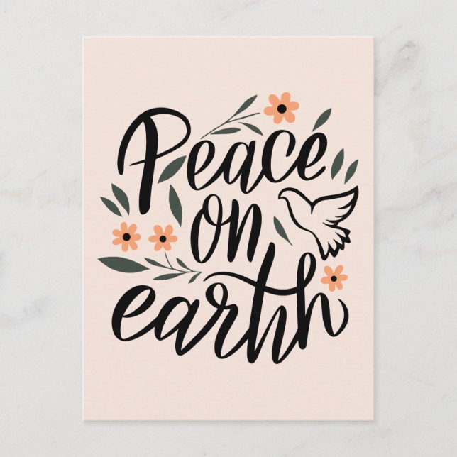 Peace on Earth Floral Design Postcard (Front)