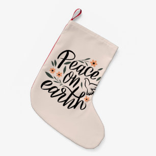 Peace on Earth Floral Design Small Christmas Stocking