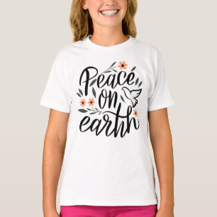 Peace on Earth Floral Design T-Shirt