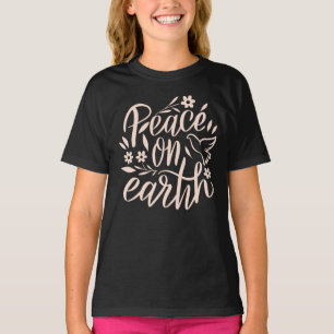 Peace on Earth Floral Design T-Shirt