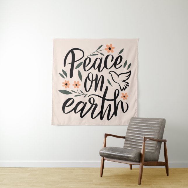 Peace on Earth Floral Design Tapestry (In Situ)