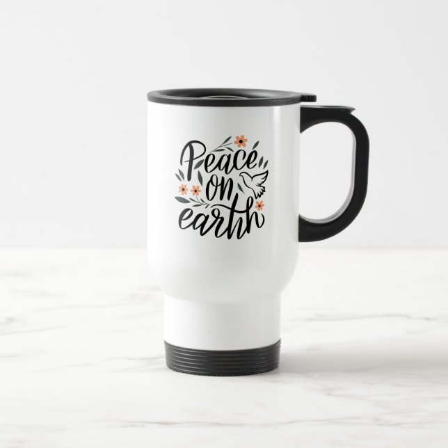 Peace on Earth Floral Design Travel Mug (Right)