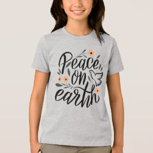 Peace on Earth Floral Design Tri-Blend Shirt