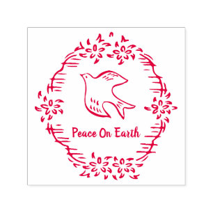 Peace On Earth Flower Christmas Christian Dove Self-inking Stamp