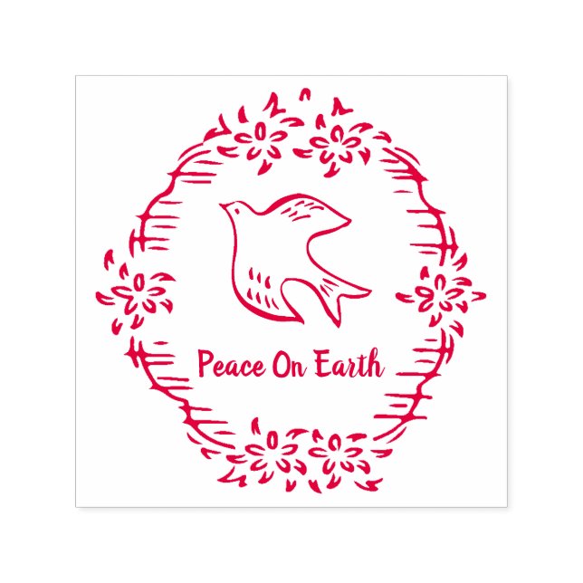Peace On Earth Flower Christmas Christian Dove Self-inking Stamp (Design)