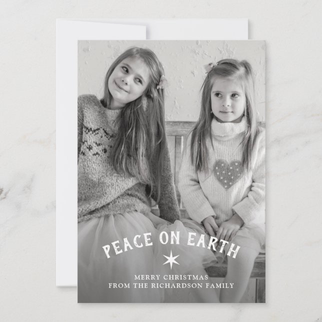 Peace on Earth for Christmas | Star and Photo Holiday Card (Front)