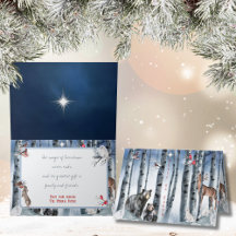 Peace on Earth Forest Animals in Woods Folded Card