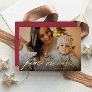 Peace on Earth Full Photo Foil Holiday Card