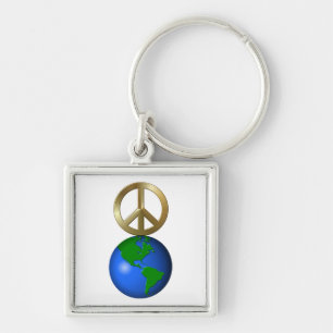 Peace on Earth Fun Rebus Style Word Puzzle Key Ring