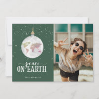 Peace on Earth Globe Ornament Green Photo