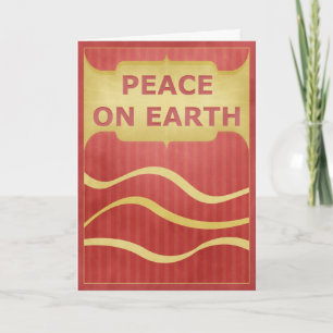 Peace on Earth Gold & Red Simple Elegant Greeting Holiday Card