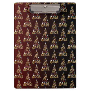 Peace on Earth golden Christmas tree pattern Clipboard