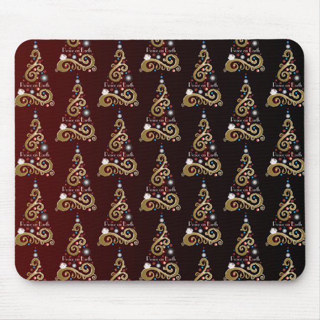 Peace on Earth golden Christmas tree pattern Mouse Mat (Front)
