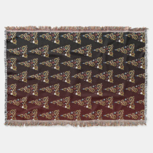 Peace on Earth golden Christmas tree pattern Throw Blanket