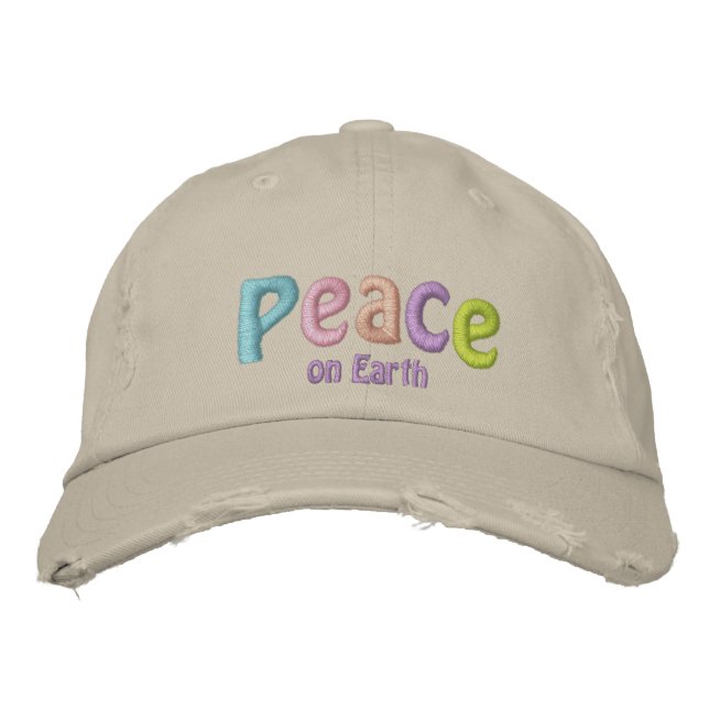 Peace On Earth, Hippie & Anti War Quote Embroidered Hat (Front)