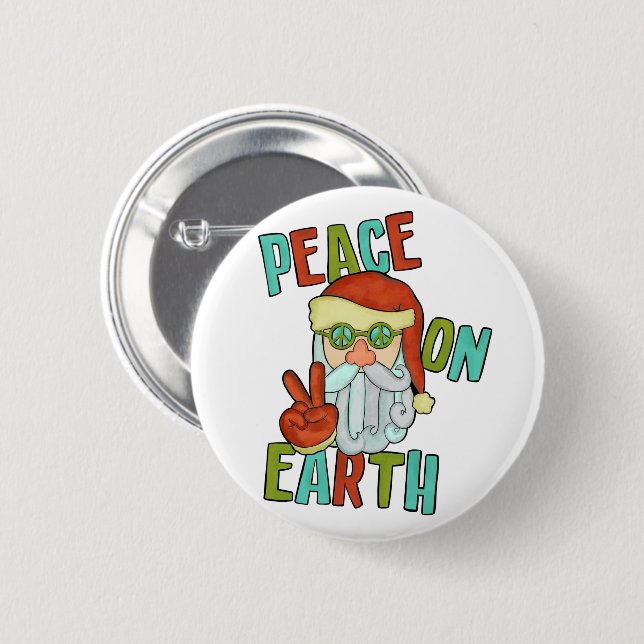 Peace on Earth Hippie Santa 6 Cm Round Badge (Front & Back)