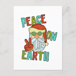 Peace on Earth Hippie Santa Holiday Postcard