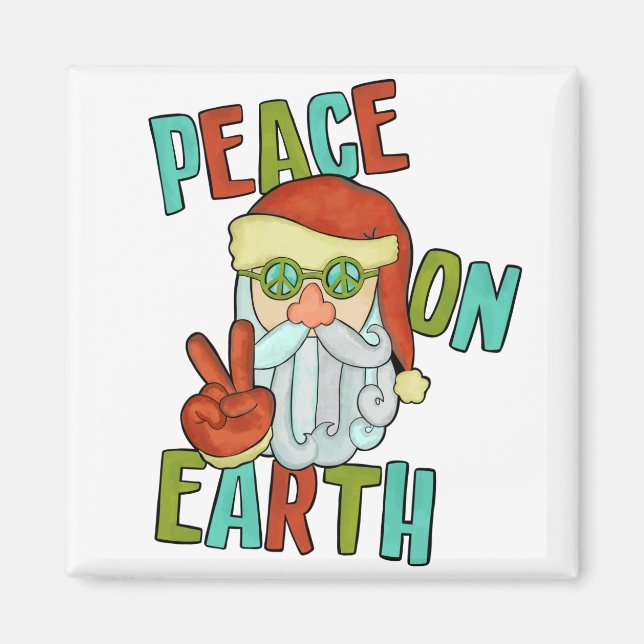 Peace on Earth Hippie Santa Magnet (Front)