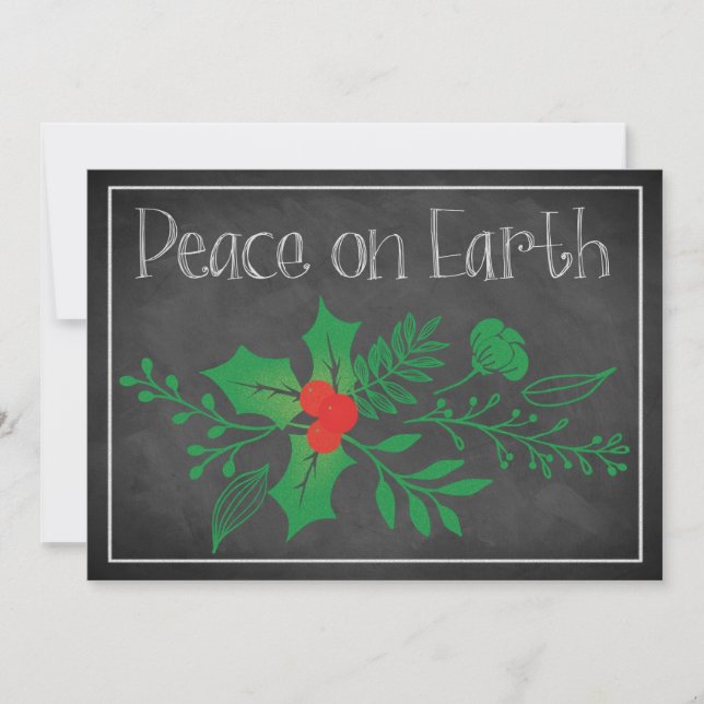 Peace on Earth Holiday Card | Faux Chalkboard (Front)