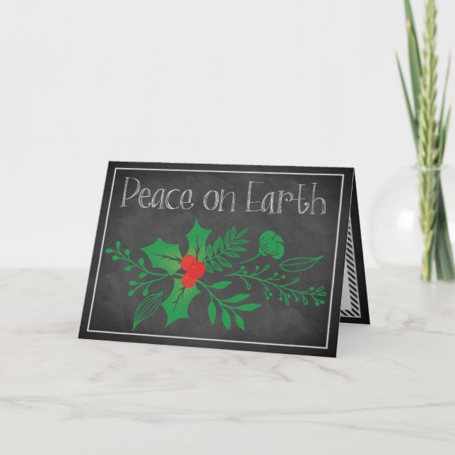 Peace on Earth Holiday Card | Faux Chalkboard (Front)