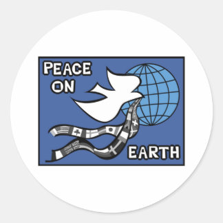 Peace On Earth Holiday Design Classic Round Sticker