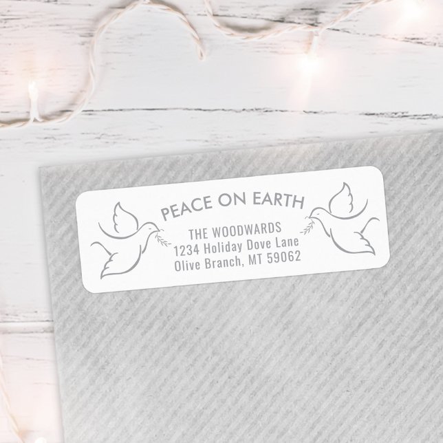 Peace on Earth Holiday Dove White Return Address (Creator Uploaded)